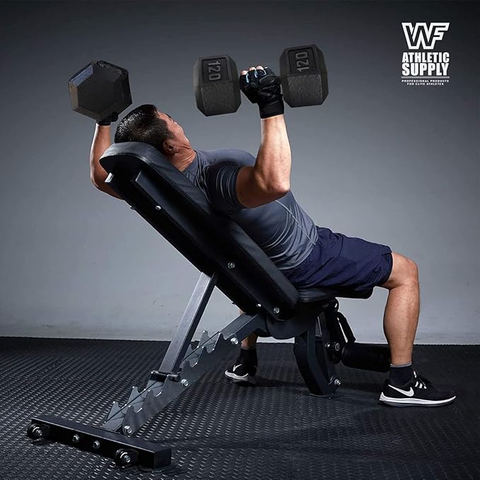 WF Athletic Supply Cast Iron Solid Hexagon Gray/Black Dumbbells, Strength Training Free Weights Set of 2 for Women and Men, Hand Weights Sold by Pairs, Multi-Select Size Options Available-FlexoryFit
