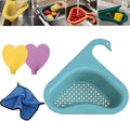 Faucet Hanging Filter Basket for Kitchen Sink, Faucet Hanging Filter Basket, Kitchen Sink Drain Basket Swan, Multifunctional Drain Basket for Kitchen Drain Strainer (Light Blue)