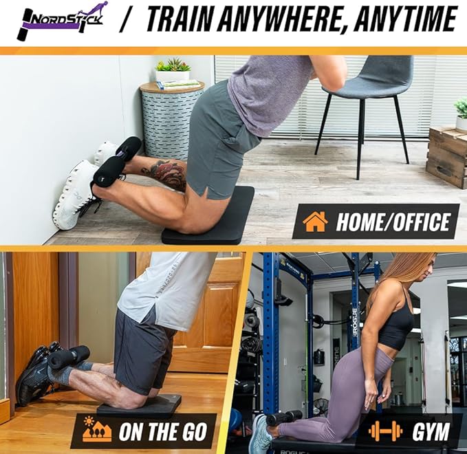 NordStick Nordic Hamstring Curl Strap - Original Nord Stick Exercise Set for Home and Travel - 5 Second Set Up-FlexoryFit