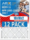 18x18x2 Air Filter MERV 11 Rating, 12 Pack of Furnace Filters Comparable to MPR by AIRXFILTERSWICKEDCLEANAIR