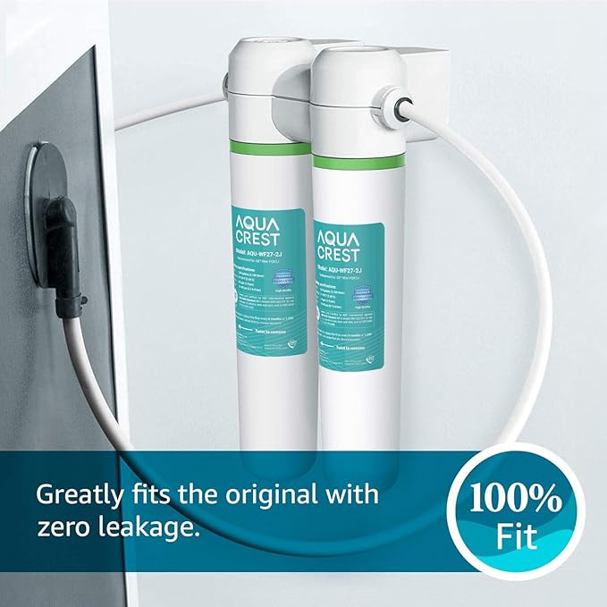 AQUACREST FQK2J Under Sink Water Filter, Replacement for GE FQK2J, FQK1K, NSF/ANSI 42 372 Certified, 1320 Gallons Dual Flow Drinking Water Replacement Filters (2 Count)