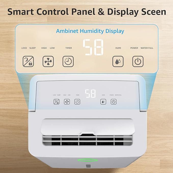 1600 sq.ft Dehumidifier for Basement, 21 Pint Dehumidifiers for Home with Drain Hose, Continuous Drainage, Washable Filter, Intelligent Humidistat for Bedroom, Bathroom, Large Room