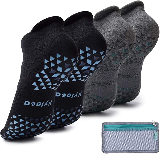 Hylaea Unisex Non Slip Socks with Grip for Yoga, Hospital, Pilates, Barre | Ankle, Cushioned-FlexoryFit