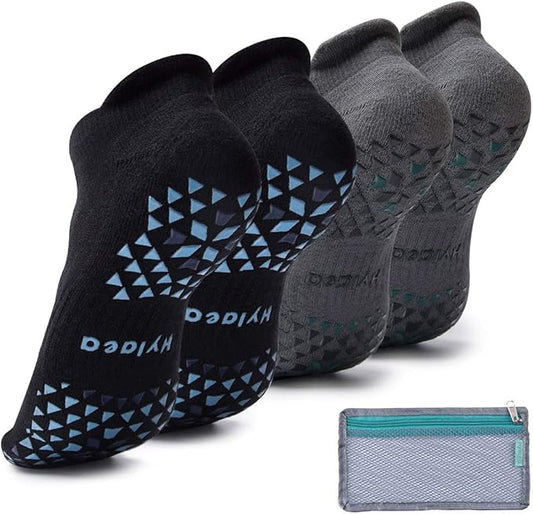 Hylaea Unisex Non Slip Socks with Grip for Yoga, Hospital, Pilates, Barre | Ankle, Cushioned-FlexoryFit