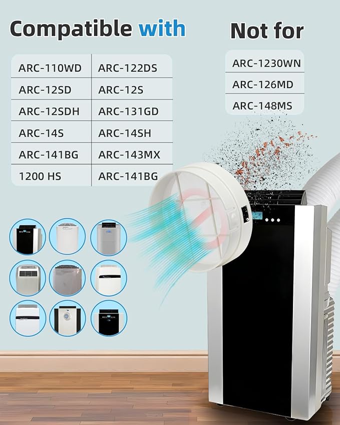 Washable Hose Pre-Filter for Portable Air Conditioner, 5’’ Diamiter 1 Pack White