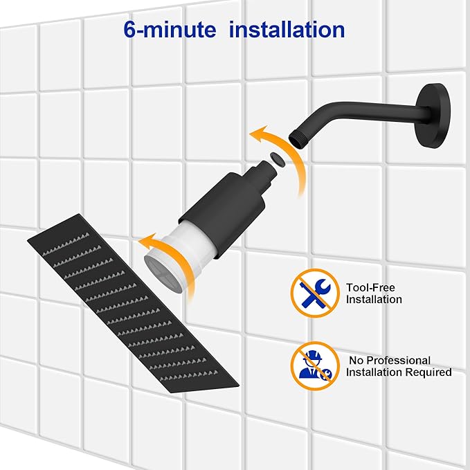 Dcolora Filtered Rain Shower Head – 10 Inch Matte Black 304 Stainless Steel with 16-Stage Water Filter, Nano Titanium Coating, Improves Skin & Hair – Filter Cartridge Included (Black, 8 Inch)