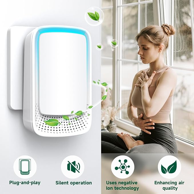 Air Ionizers for Home (3 Pack), Negative Ion Generator, Quiet Air Freshener for Bedroom, Office, Kitchen, Portable Air Filter Odor, Smoke Dust, Pets, Eliminator, Mini Air Cleaner