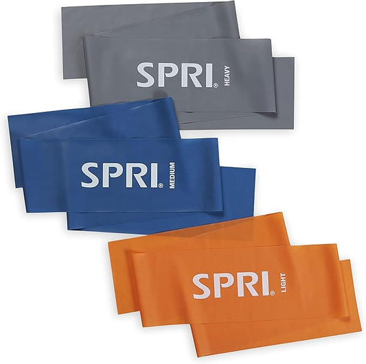 SPRI Flat Bands 3-Pack - Resistance Band Kit Set with 3 Levels of Resistance - Exercise Bands for Strength Training, Flexibility, & Body Workout - Versatile Fitness Tool - Light, Medium, and Heavy-FlexoryFit
