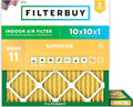 Filterbuy 10x10x1 Air Filter MERV 11 (MPR 1200) Allergen Defense Replacement (2-Pack), Electrostatic Pleated HVAC AC Furnace Filters, Made in USA (Actual Size: 9.50 x 9.50 x 0.75)