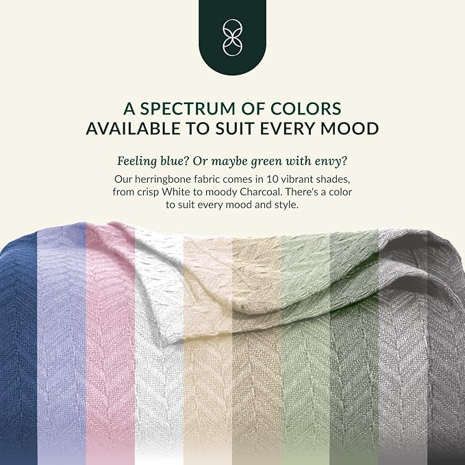 Cloud Scape Linen Herringbone Cotton Throw Blanket for Couch, Bed,Sofa, Home Decor, Soft, Lightweight, All-Season Bed Blanket, 50 x 70, Dark Grey