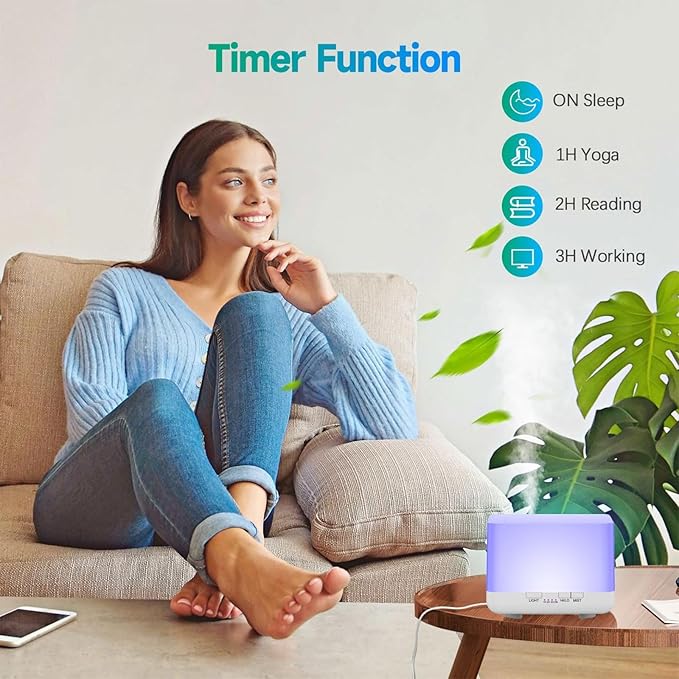 600ml Essential Oil Diffuser White Cute Humidifier with Adjustable Mist Mode,Auto Off,7-Colors Night lignts 3 in 1 Portable Aroma Diffuser for Bedroom/Office/Home