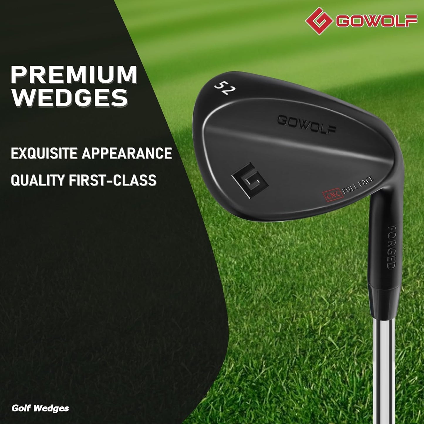 Gowolf Forged Golf Wedges 50/52/54/56/58/60/69 Degree Single or Sets for Men, Right Hand Premium Full Face Gap Wedge Sand Wedge Lob Wedge Golf Club, Great Golf Gifts - CNC Milled Face for More Spin