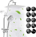 Hibbent Upgraded All Metal 12" Rainfall Showerhead Combo, High Pressure Shower Head with 10-Spray Mode Handheld, 4-way Diverter with Pause Mode, 71'' Shower Hose and Handheld Holder, Chrome