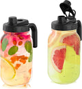 2 Pack 64oz Glass Mason Jar Pitchers with Wide Mouth & Measurement Marks – Leak-Proof Twist Lids for Cold Brew, Iced Tea, Juice, Lemonade