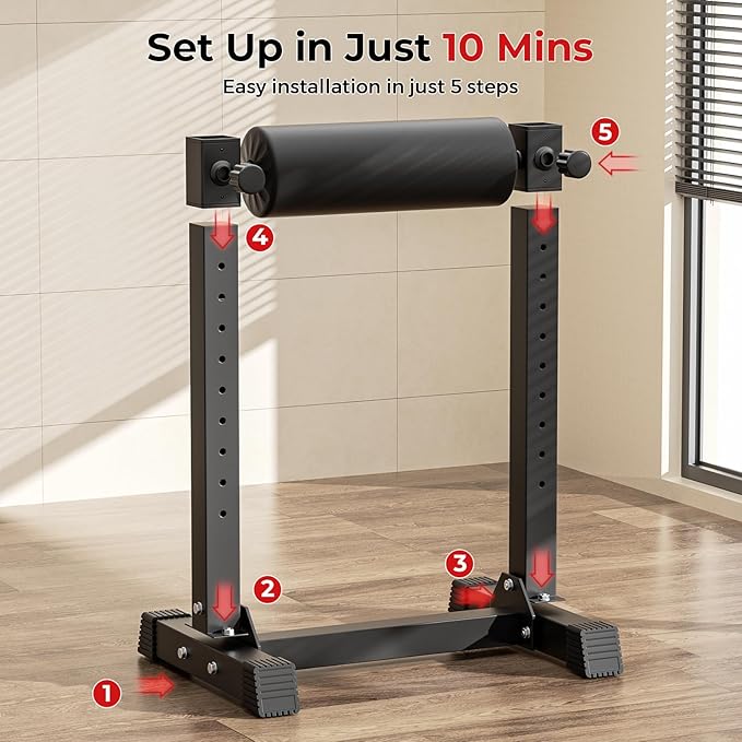BODYRHYTHM Bulgarian Split Squat Stand, Single Leg Squat Roller Stand with 9 Adjustable Roller Heights for Squats, Leg Lunges, Lower Body Training.-FlexoryFit