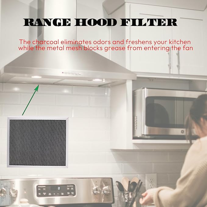 3Pack 97007696 Range Hood Filter Replacement Grease Filter Compatible with B-roan N-autilus and K-enmore Stove Vent Fan Charcoal Filter (10.5 X 8.75IN)