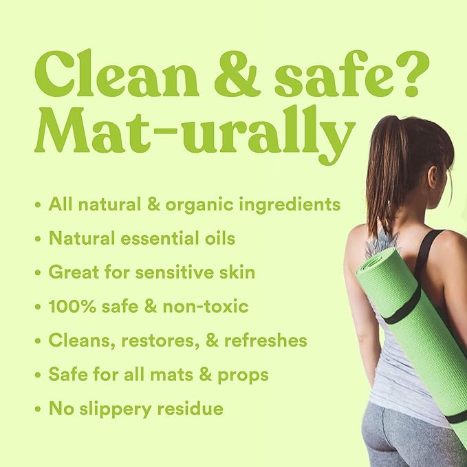 ASUTRA Yoga Mat Cleaner Spray (Mindful Lemongrass), 4 fl oz - No Slippery Residue, Organic Essential Oils Deep-Cleansing for Fitness Gear & Gym Equipment, Microfiber Towel Included-FlexoryFit