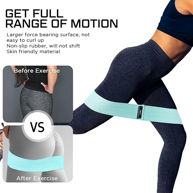 12 Pcs Fabric Resistance Bands for Working Out Booty Workout Stretch Exercise Bands Non Slip for Legs Squat Resistance Loop for Women Men Starter Butt Hip Thigh Fitness-FlexoryFit