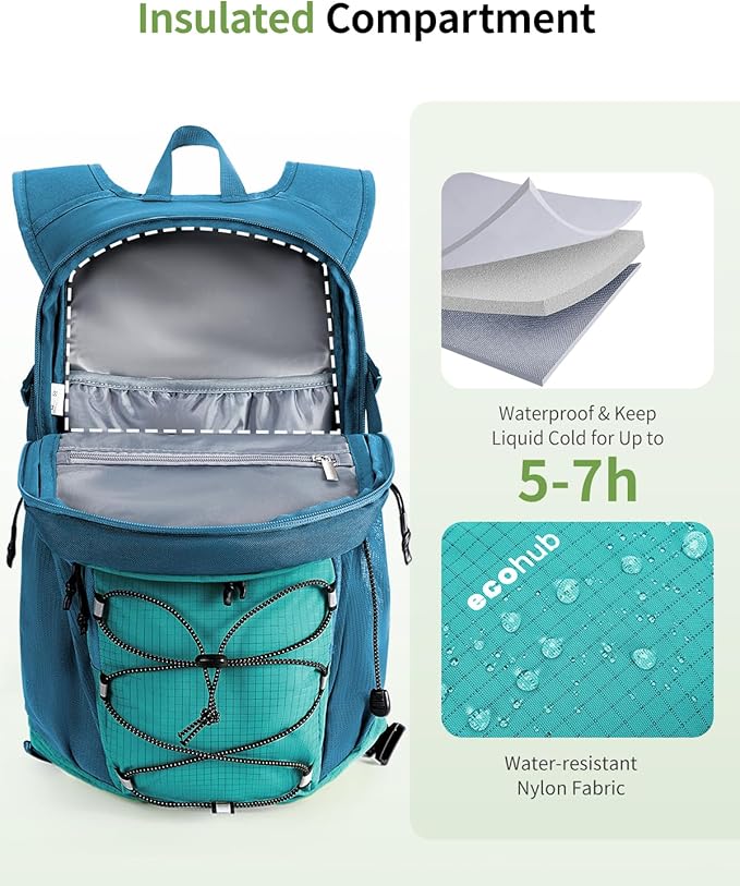 ECOHUB Hydration Backpack for Men Women, 20L Lightweight Hiking Daypack Cycling Backpack with 2L Water Bladder, Insulated Hydration Pack with Waist Pack-FlexoryFit