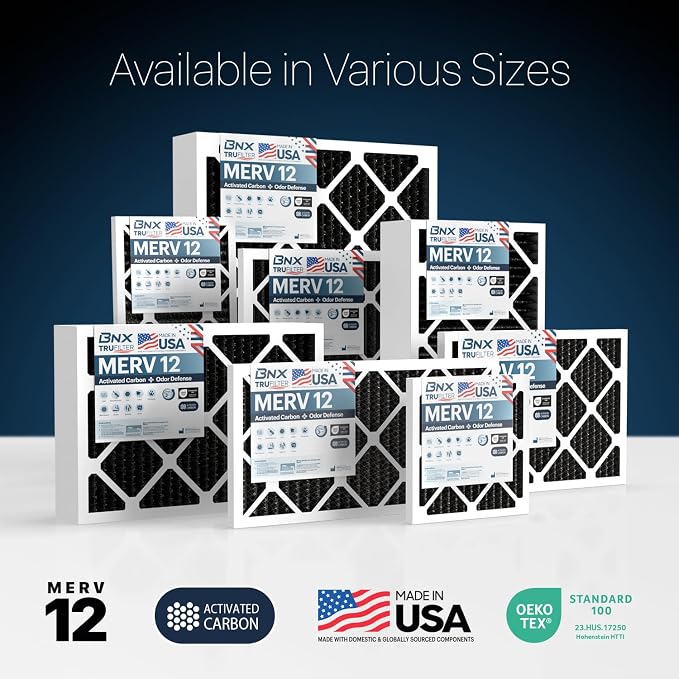 BNX TruFilter 20x25x1 MERV 12 Odor Defense AC Furnace Air Filter - Image 9