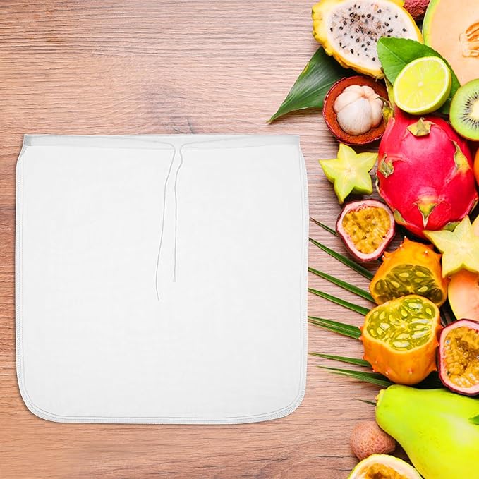 4 Pack Nylon Nut Milk Bag 13×13 Inches Fine Mesh Cheese Cloth Multiple Usage Reusable Food Strainer Professional Cold Brew Filter for Straining Fruit Juice Coffee Tofu Greek Yogurt Tea
