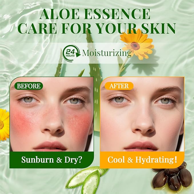 12 Pack Aloe Vera Face Masks Skincare, Sheet Aloe Hydrating Face Mask for Sunburn Relief and After Sun Care, Bulk Aloe Vera Face Mask for Spa Party Gifts-FlexoryFit