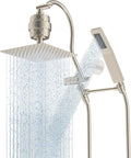 Hibbent All Metal 10'' Filtered Rainfall Shower Head Combo, High Pressure Handheld Shower Wand, 12'' Adjustable Extension Arm, 20 Stage Shower Filter, 71'' Hose, Shower Head Holders, Brushed Nickel