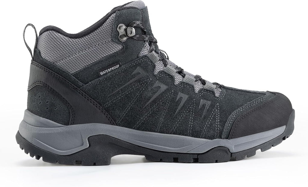 Men's Waterproof Hiking Boots Lightweight Comfortable Leather Mid Ankle Outdoor Trekking Boot