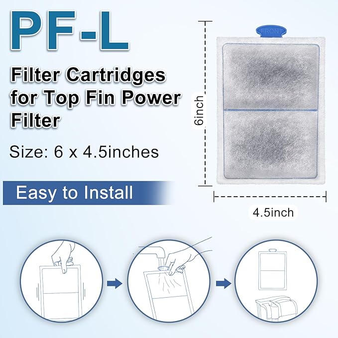 driamor 16 Pack PF-L Fish Tank Filter Cartridges Compatible with PF20, PF30, PF40 and PF75 Power Filters, Aquarium Large Carbon Filters Cartridge Replacement