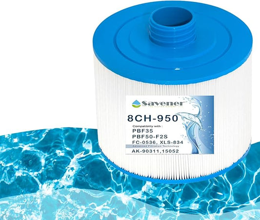 8CH-950 Spa Filter Cartridge with 2" SAE Thread Replacement for PBF35, PBF50-F2S, 10-2785 Bullfrog Spa Filter, 8CH-950, FC-0536, XLS-834, 15052, AK-90311, 80503, 50 sq.ft. 1 Pack