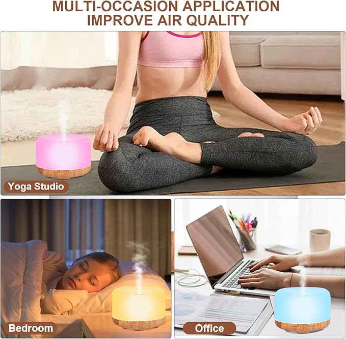 500ml Premium Essential Oil Diffuser with Remote Control. Ultrasonic Aromatherapy Humidifier Vaporizer. 7 Colors Lights. Comes with Timer & Auto-Off for Home & Office (White)