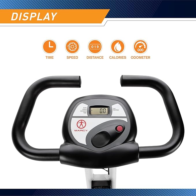 Marcy Foldable Upright Exercise Bike with Adjustable Resistance for Cardio Workout & Strength Training - Multiple Styles Available-FlexoryFit