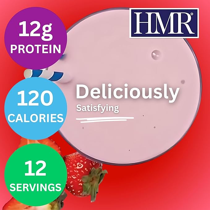 HMR 120 Shake Meal Replacement Powder | Strawberry Shake Mix to Support Healthy Weight Loss | 12g of Protein | Nutritional Drink | Low Calorie Food | 12 Servings-FlexoryFit