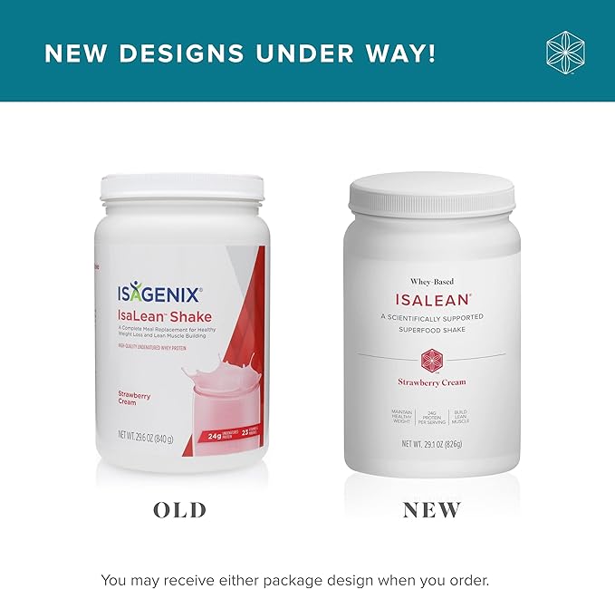 IsaLean Protein Shake - Complete Superfood Meal Replacement for Maintaining Healthy Weight and Lean Muscle Growth with 24 Vitamins and Minerals - 28.6 oz - 14 Meal Canister (Strawberry Cream)-FlexoryFit