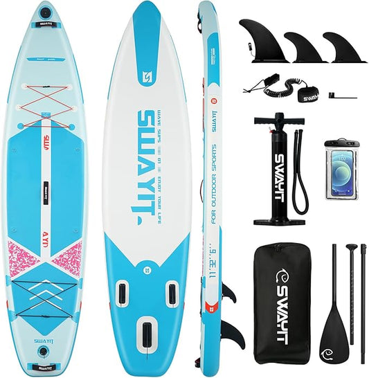 Inflatable Stand Up Paddle Board – Durable SUP for Adults & Youth,33" Wide Blow Up Paddle Board with Paddle, Pump, Backpack,Leash – All Around Stable for All Skill Levels, Carries up to 450 lbs