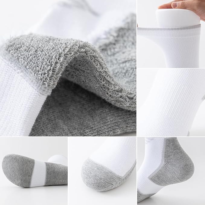 JOYNÉE 5/10 Pairs Mens Lightweight Athletic Crew Socks Cushioned Breathable Long Socks for Sports Running-FlexoryFit