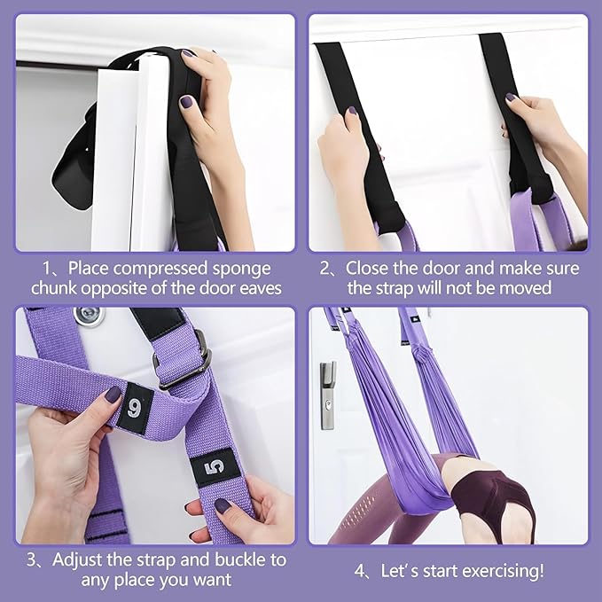 Yoga strap, stretching strap, yoga straps for stretching, Precise stretching, unlocking high difficulty poses in home-FlexoryFit