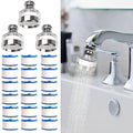 3 Pcs of Sink Water Filter and 18 Filter Elements Set, Sink Faucet Filter 360°Rotating, Bathroom Sink Filter Removes Fluoride Hard Water, Faucet Filter Faucet Extender for Home Kitchen Sink