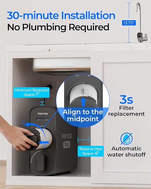 Waterdrop G5P700A Alkaline Mineral pH+ Reverse Osmosis Water Filter, NSF/ANSI - Image 8