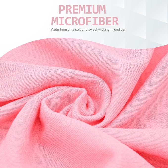 Eunzel Yoga Towel,Hot Yoga Mat Towel with Grip Dots Sweat Absorbent Non-Slip for Hot Yoga, Pilates and Workout 24" x72", Pink-FlexoryFit
