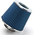 BLUE 3" 76 mm Inlet Cold Air Cone Replacement Performance Washable Clamp-On Dry Air Filter