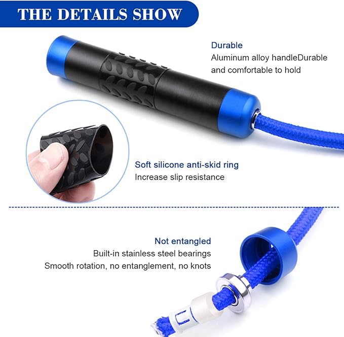 Redify Weighted Jump Rope for Workout Fitness(1LB), Tangle-Free Ball Bearing Rapid Speed Skipping Rope for MMA Boxing Weight-loss,Aluminum Handle Adjustable Length 9MM Fabric Cotton+9MM Solid PVC Rope-FlexoryFit