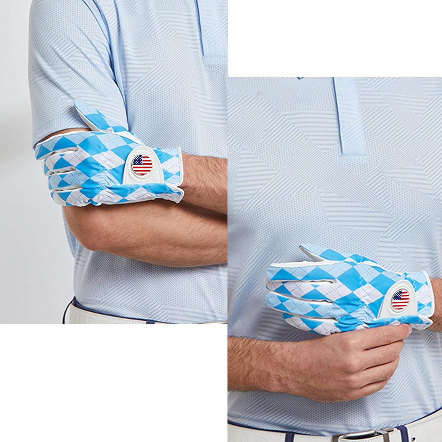 FINGER TEN Golf Gloves Men Right Handed Golfer Left Hand with Ball Marker 2 Pack Leather Breathable Comfortable Weathersof Grip Size Small Medium ML Large XL
