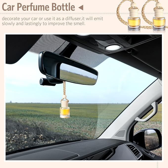 BBTO 100 Pcs Car Air Fresheners Diffuser with Wooden Empty Aromatherapy Diffuser Clear Fragrance Holder Pendant Hanging Perfume Fresheners Bottles for Car Decor(Clear Classic)