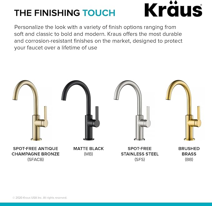 Kraus Oletto Single Handle Kitchen Bar Faucet in Spot Free Antique Champagne Bronze, Kitchen Sink Faucets, KPF-2822SFACB