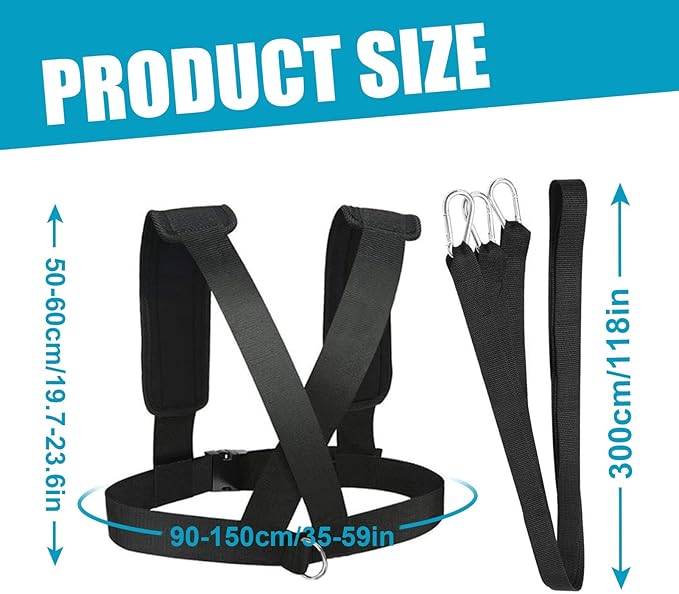 YNXing Sled Harness Workout Resistance and Assistance Trainer Physical Training Resistance Rope Kit Improving Speed, Stamina and Strength-FlexoryFit