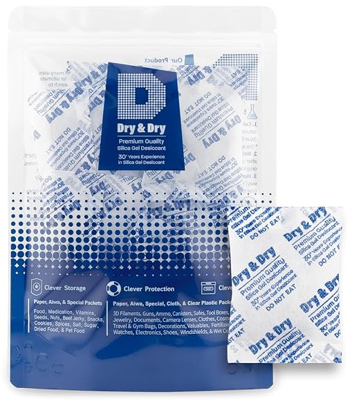 Dry & Dry 20 Gram [20 Packets] Silica Gel Packets Desiccants, Silica Packets - Rechargeable Silica Gel Packs, Silica Gel Packets, Desiccants Packets, Silica Gel