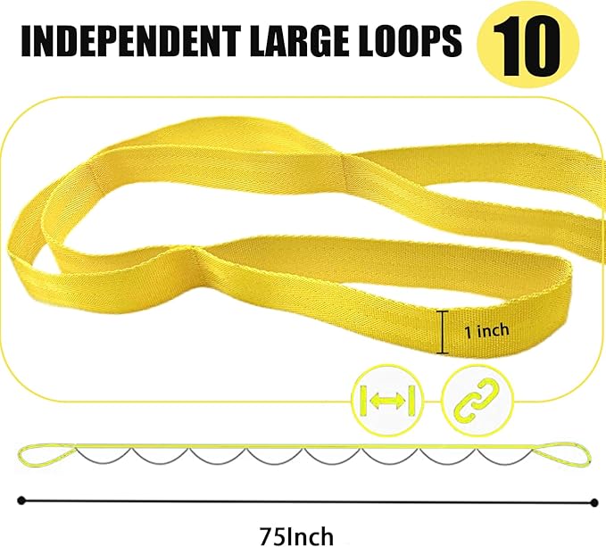 Stretching Strap Yoga Strap with Loops, Stretch Straps for Physical Therapy, Non-Elastic Exercise Strap for Pilates, Dance and Gymnastics with Workout Guide-FlexoryFit