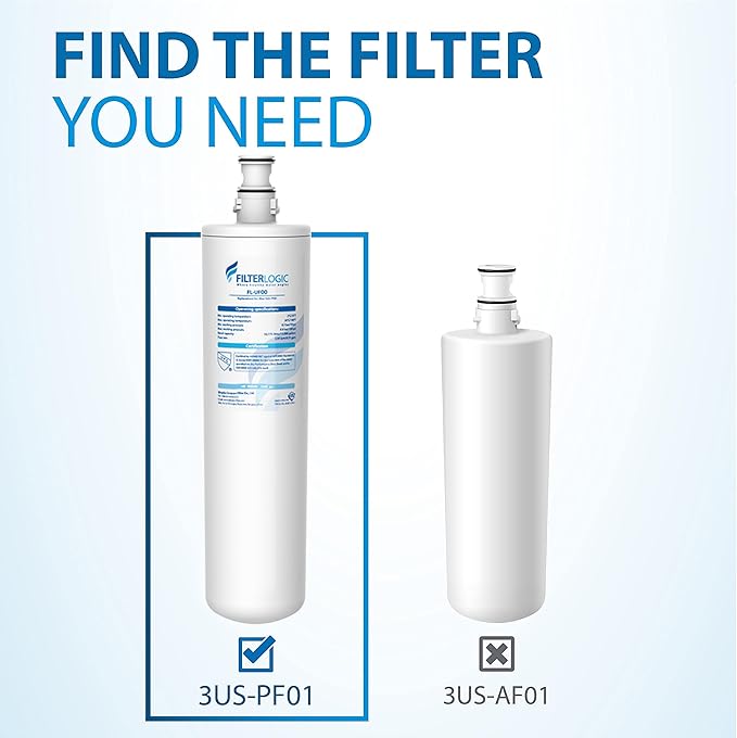Filterlogic 3US-PF01 Replacement Filter, Replacement for Filtrete® 3US-PF01, 3US-MAX-F01H, 3US-PF01H, Delta RP78702, Manitowoc K-00337, K-00338, HF20, HF25, HF27, HF25-S, HF20-I, Pack of 1