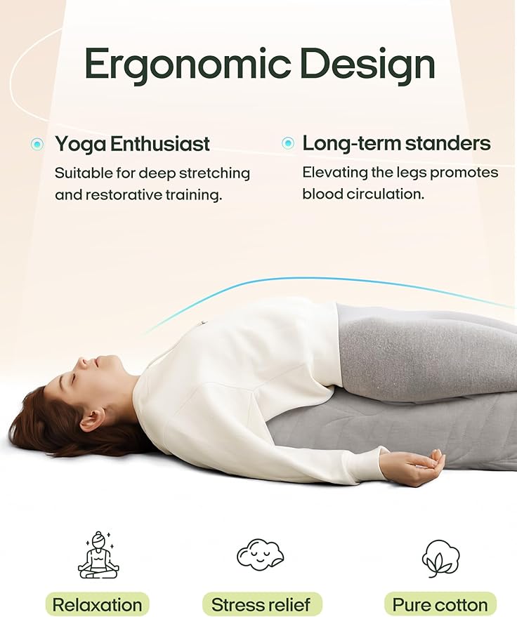 Zonli Yoga Bolster Pillow for Meditation & Restorative Yoga - Rectangular Support Cushion with Removable Cotton Cover & Carry Handle, 26"x11"x7"-FlexoryFit
